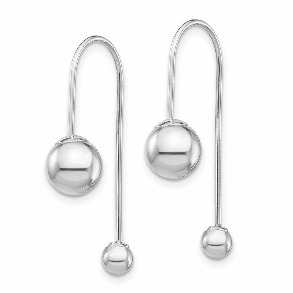 14K White Gold Bead w/Screw End Threader Earrings