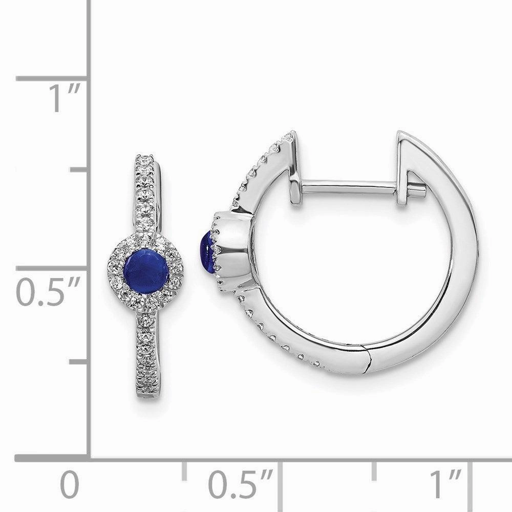 14k White Gold Diamond & Cabochon Sapphire Earrings