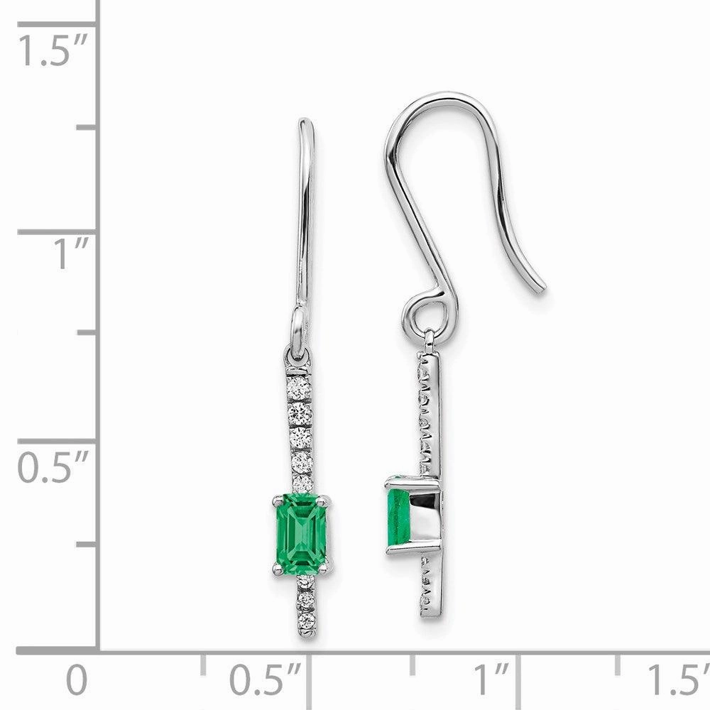 14k White Gold Diamond & Emerald Fancy Earrings