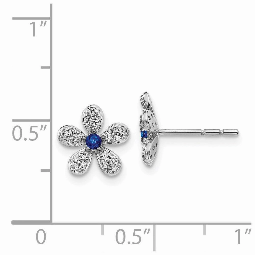 14k White Gold Diamond & Sapphire Earrings