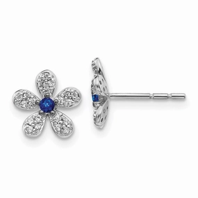 14k White Gold Diamond & Sapphire Earrings