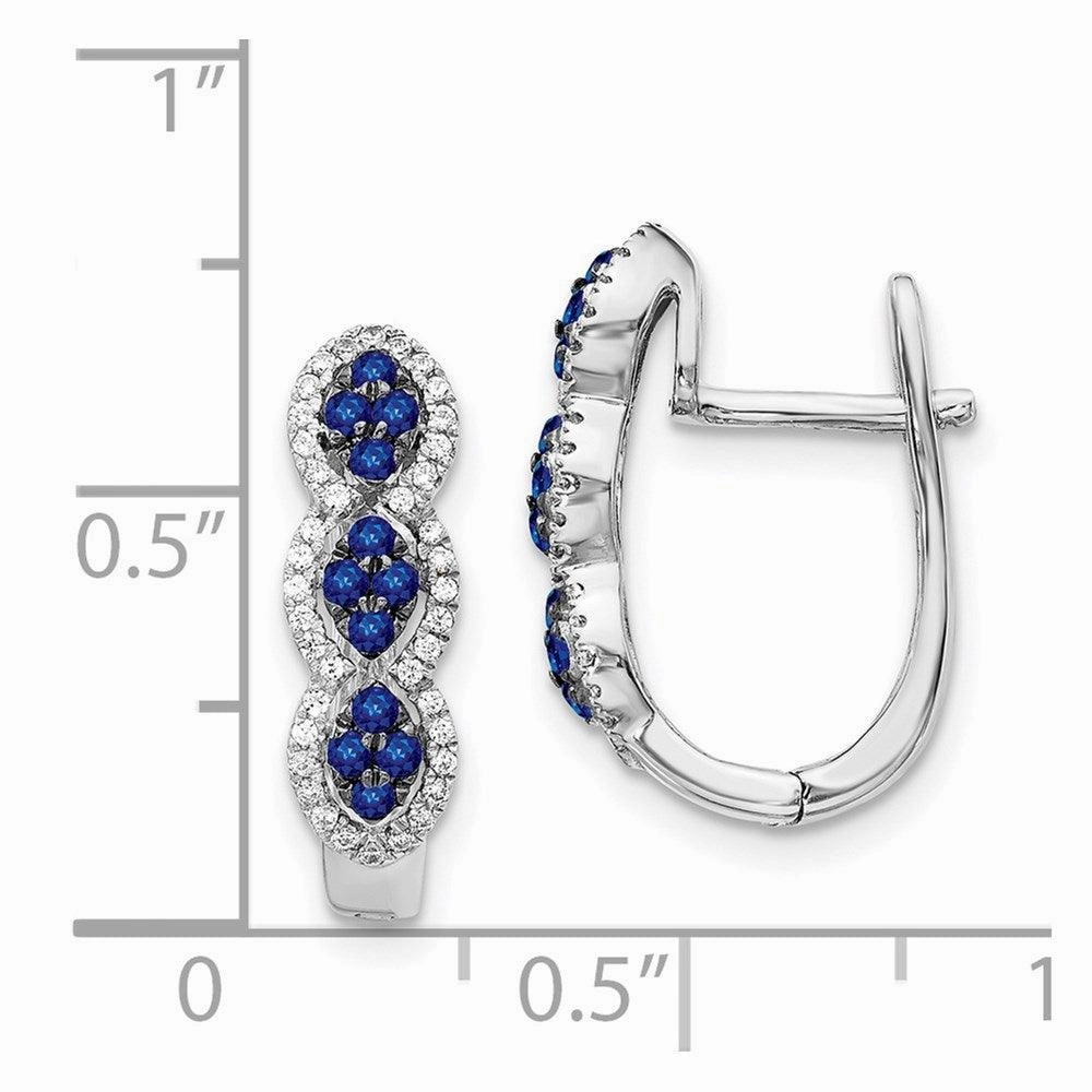14k White Gold Diamond and Blue Sapphire Earrings