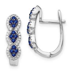 14k White Gold Diamond and Blue Sapphire Earrings
