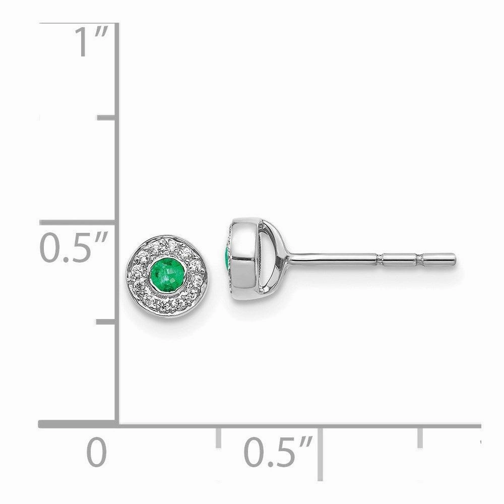 14k White Gold Diamond and Emerald Post Earrings