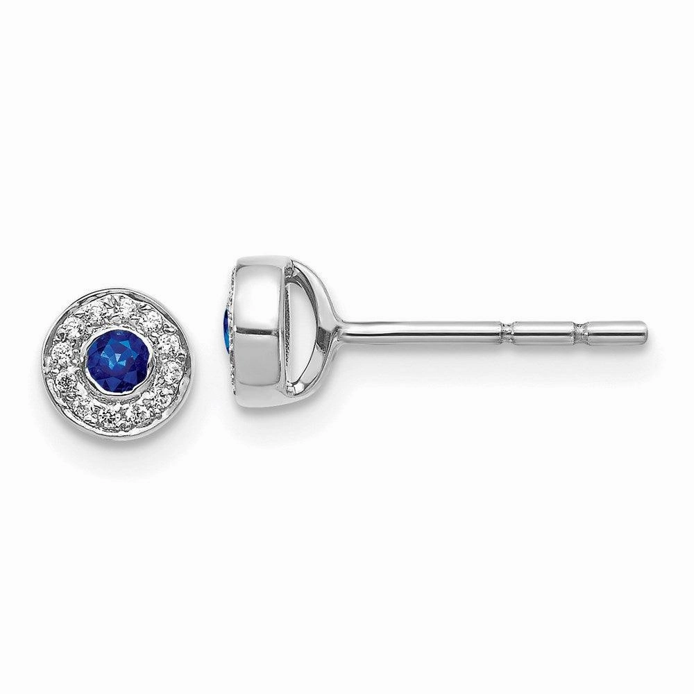 14k White Gold Diamond and Sapphire Post Earrings