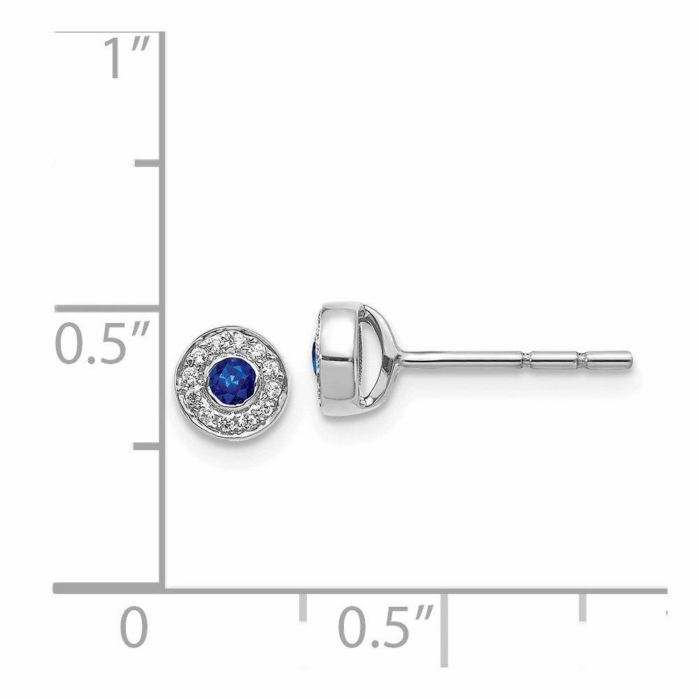 14k White Gold Diamond and Sapphire Post Earrings