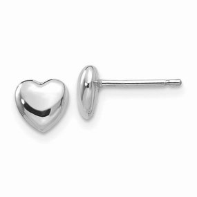 14k White Gold Heart Earrings