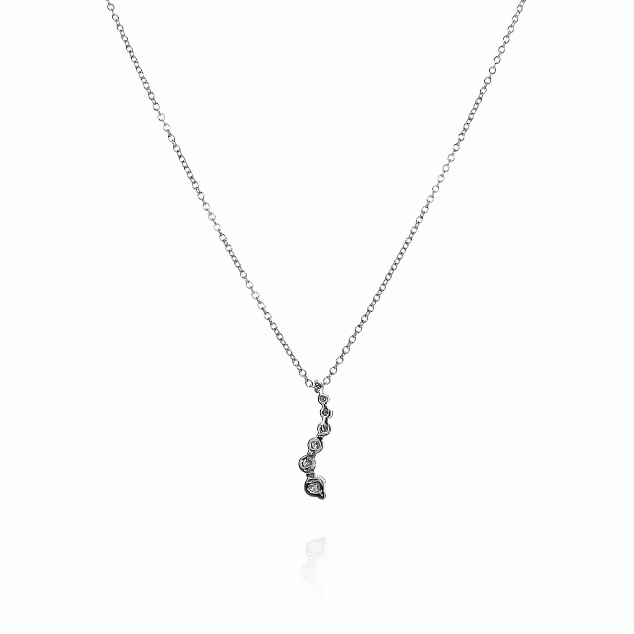 14k White Gold "S" Shape D.25-.30ct Diamond Journey Pendant