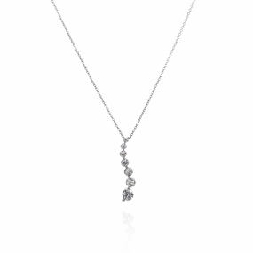 14k White Gold "S" Shape Diamond Journey Pendant Necklace