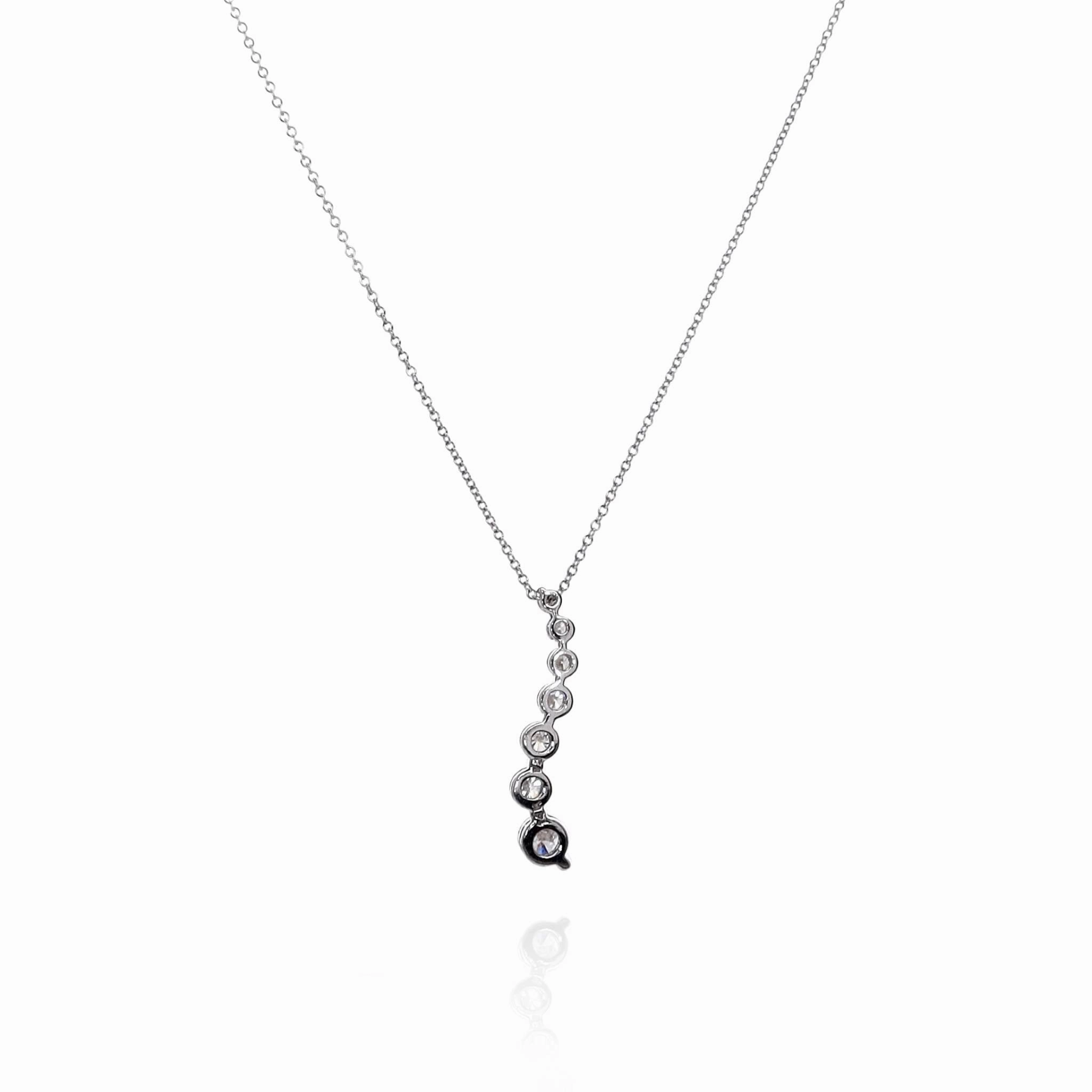 14k White Gold "S" Shape Diamond Journey Pendant Necklace