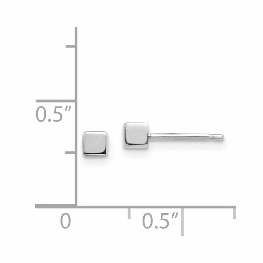 14K White Gold Square Stud Earrings