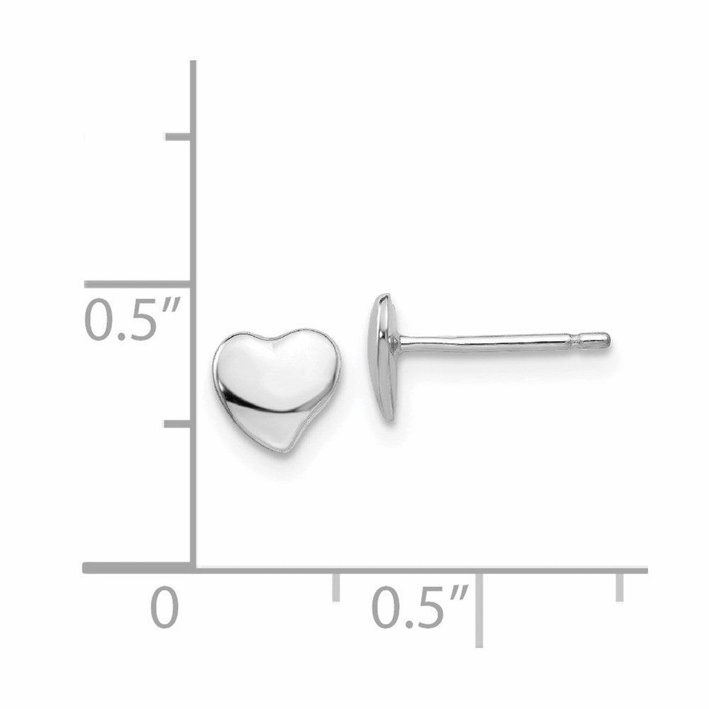 14k White Polished Heart Post Earrings