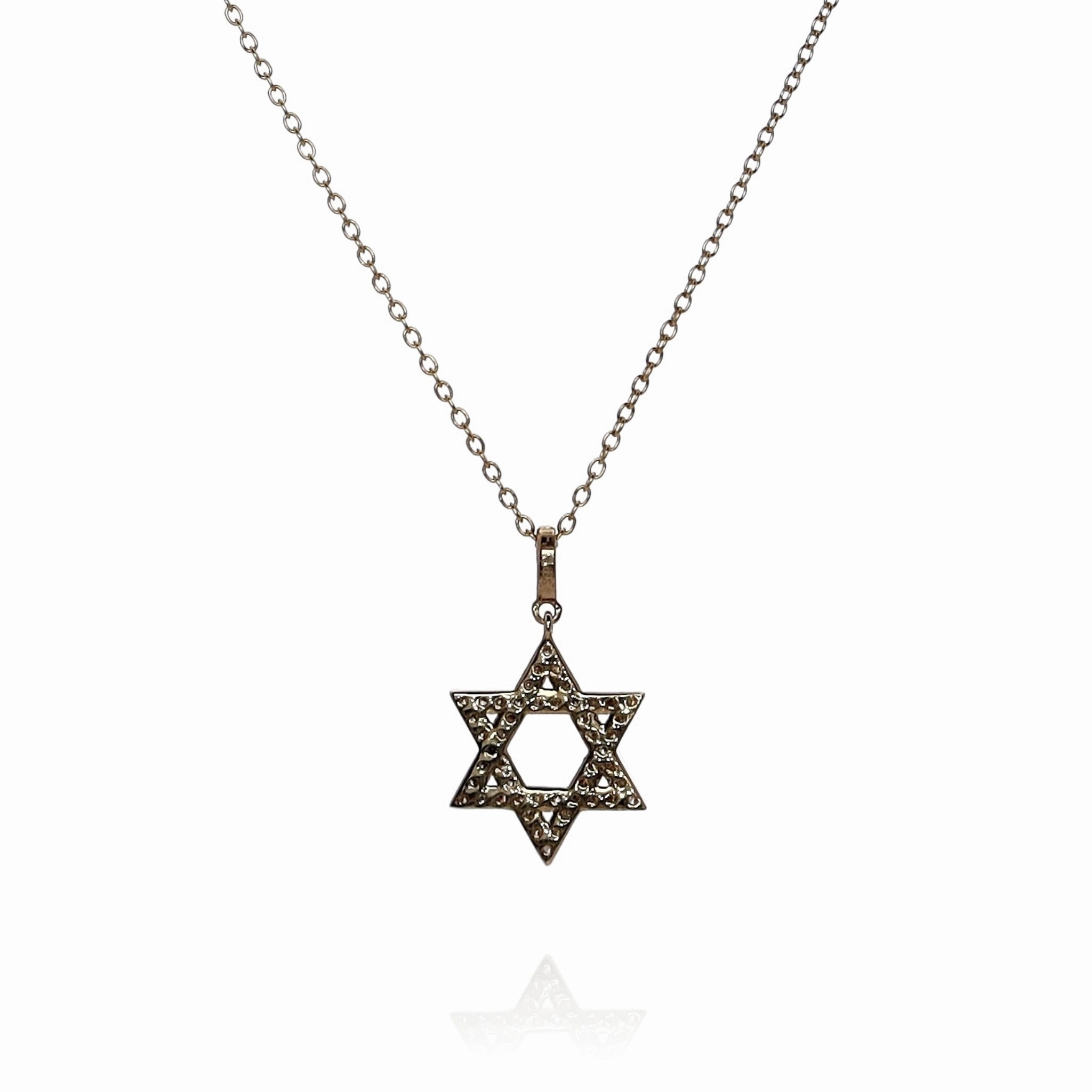 14k Yellow Gold 0.25ct Diamond Star of David Pendant Necklace