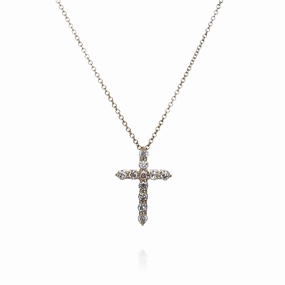 14k Yellow Gold 0.47-0.60ct Diamond Cross Pendant Necklace
