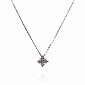 14k Yellow Gold 0.49ct Diamond Cluster Pendant Necklace