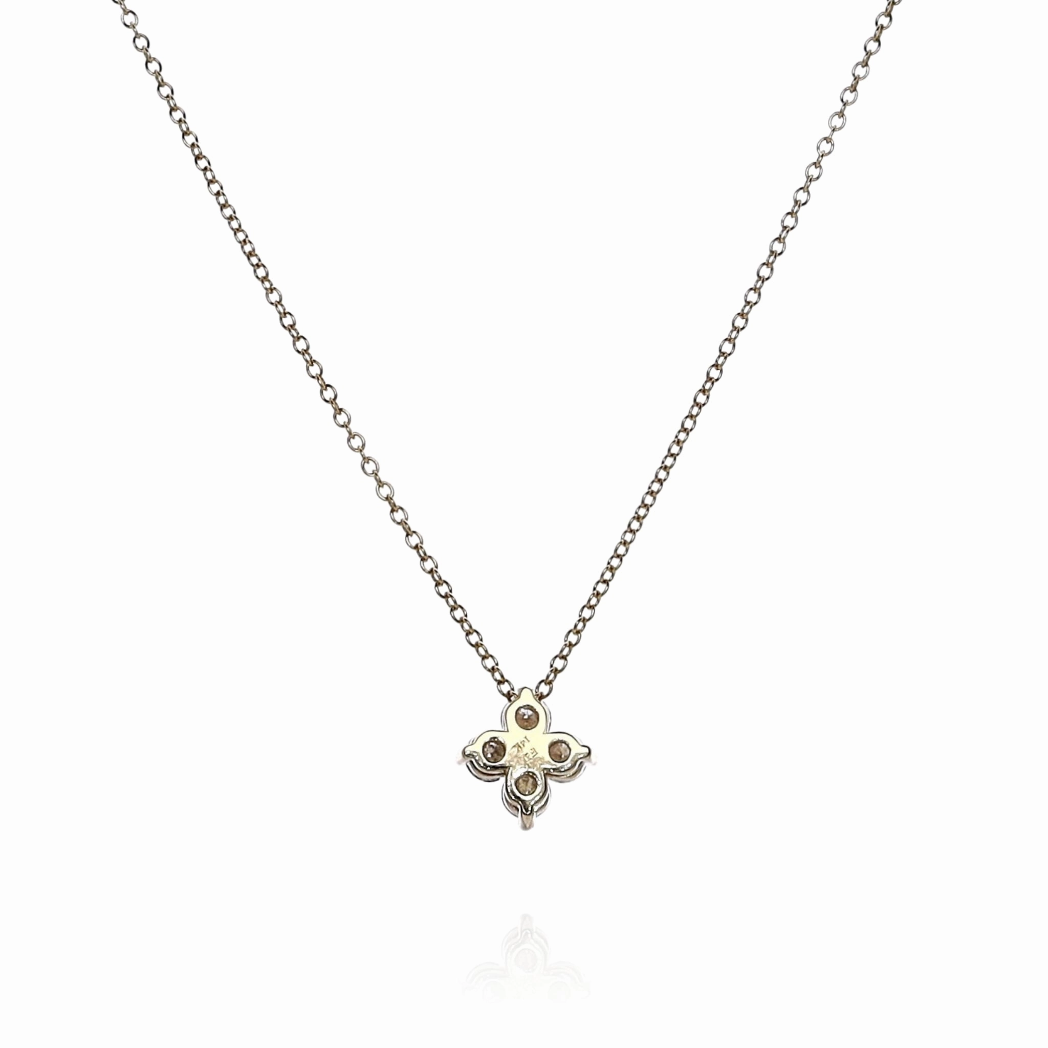 14k Yellow Gold 0.49ct Diamond Cluster Pendant Necklace