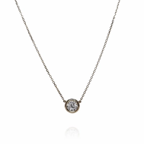 14k Yellow Gold 0.70-0.74ct Diamond Solitaire Pendant Necklace