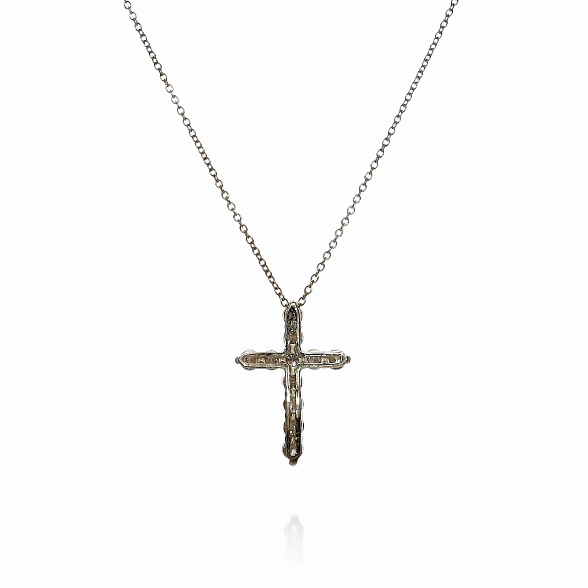 14k Yellow Gold 0.98-1ct Diamond Cross Pendant Necklace