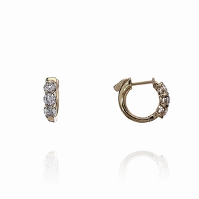 14k Yellow Gold 0.98ct Diamond Huggie Hoop Earrings