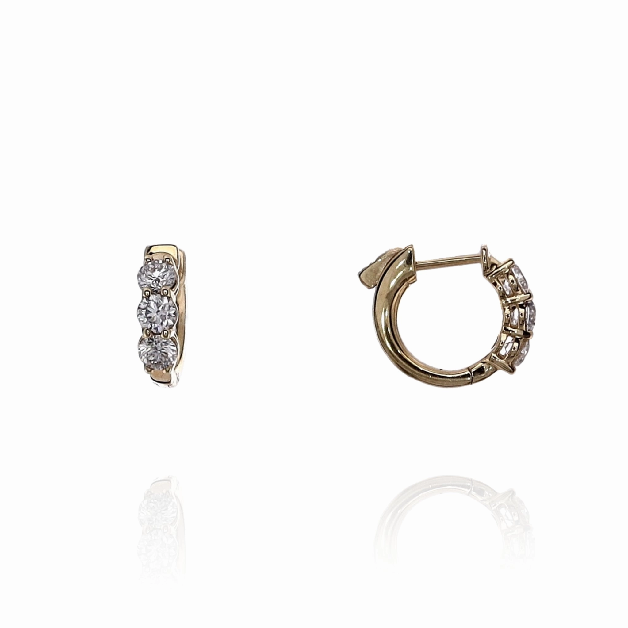 14k Yellow Gold 0.98ct Diamond Huggie Hoop Earrings