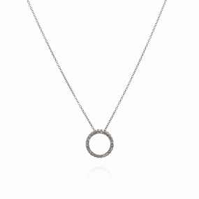 14k Yellow Gold 18" 0.30ct Open Diamond Circle Pendant Necklace