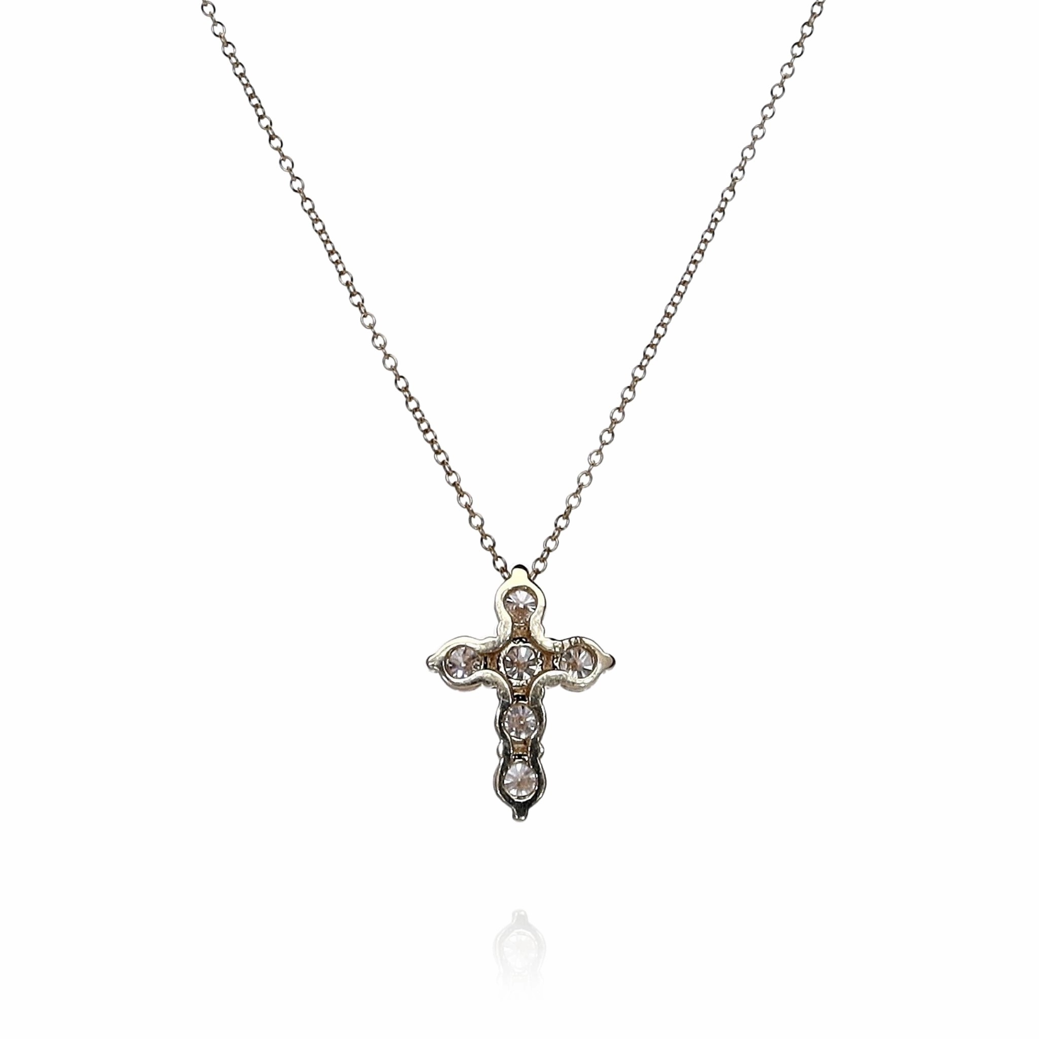 14k Yellow Gold 1.50ct Diamond Cross Pendant Necklace