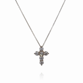 14k Yellow Gold 1.50ct Diamond Cross Pendant Necklace