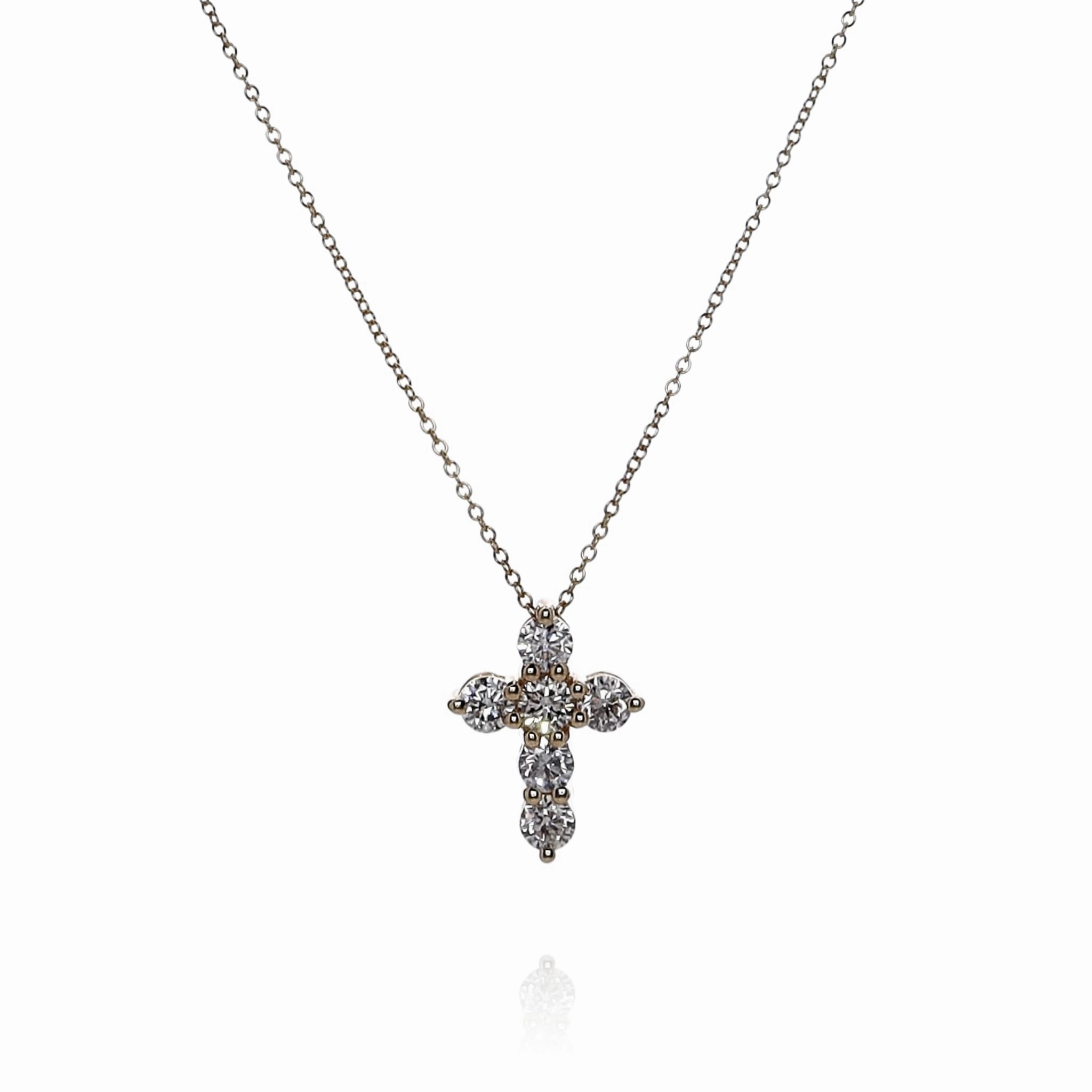 14k Yellow Gold 1.50ct Diamond Cross Pendant Necklace