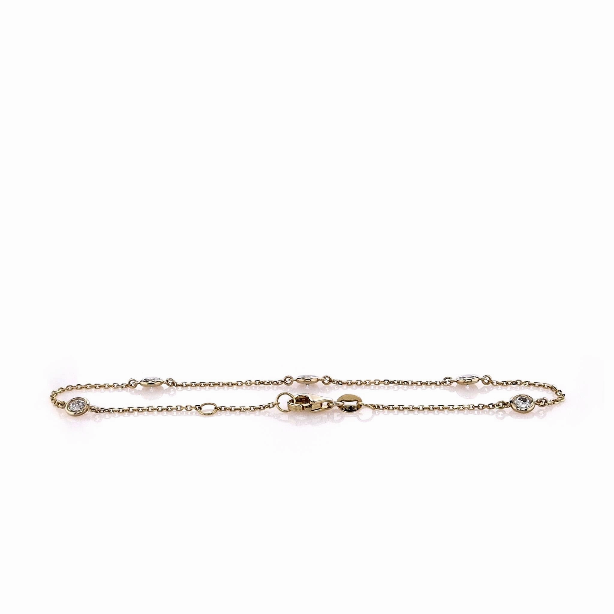 14k Yellow Gold 7.5" Diamonds By The Yard Diamond Station Bracelet