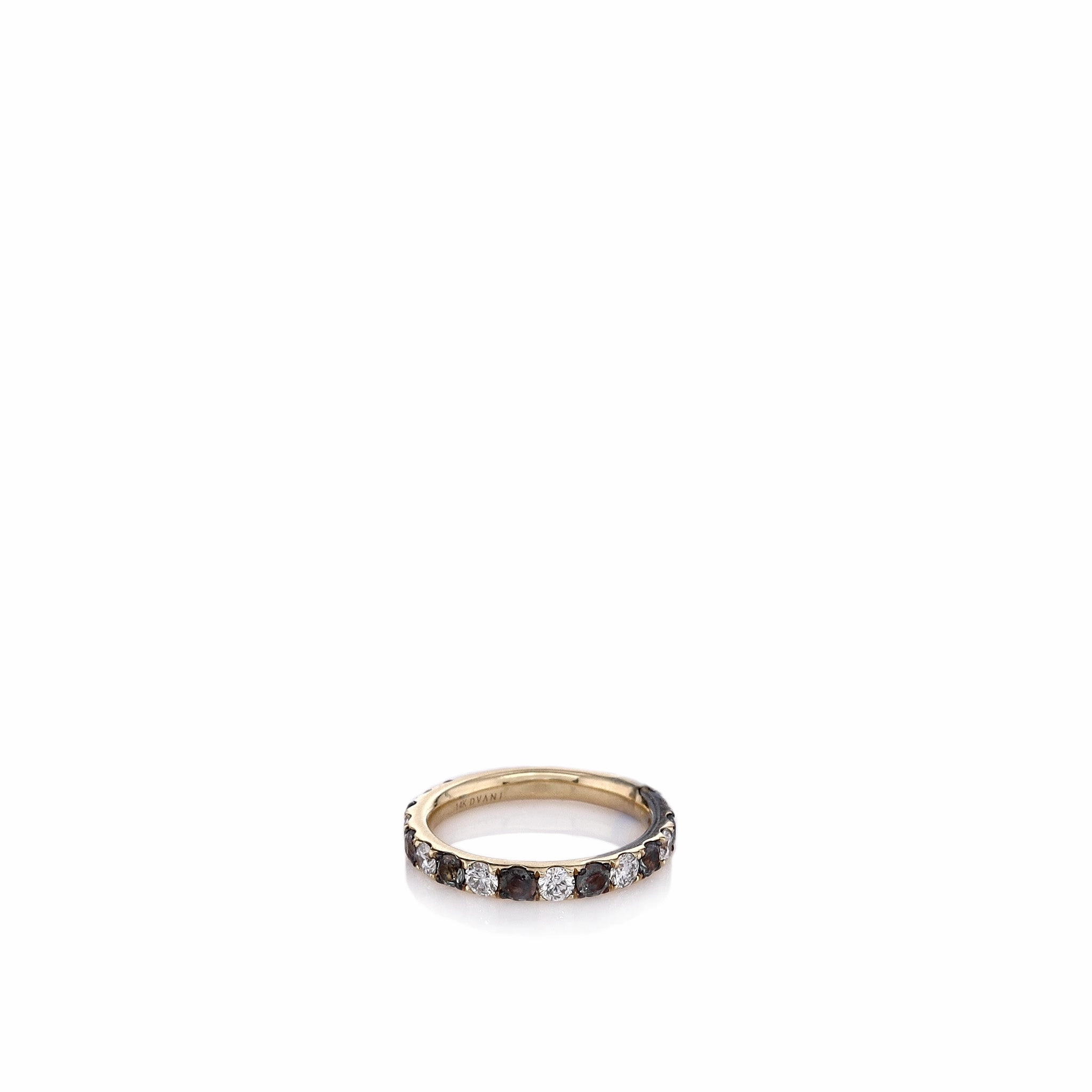 14k Yellow Gold Alternating Round Alexandrite and Diamond Band