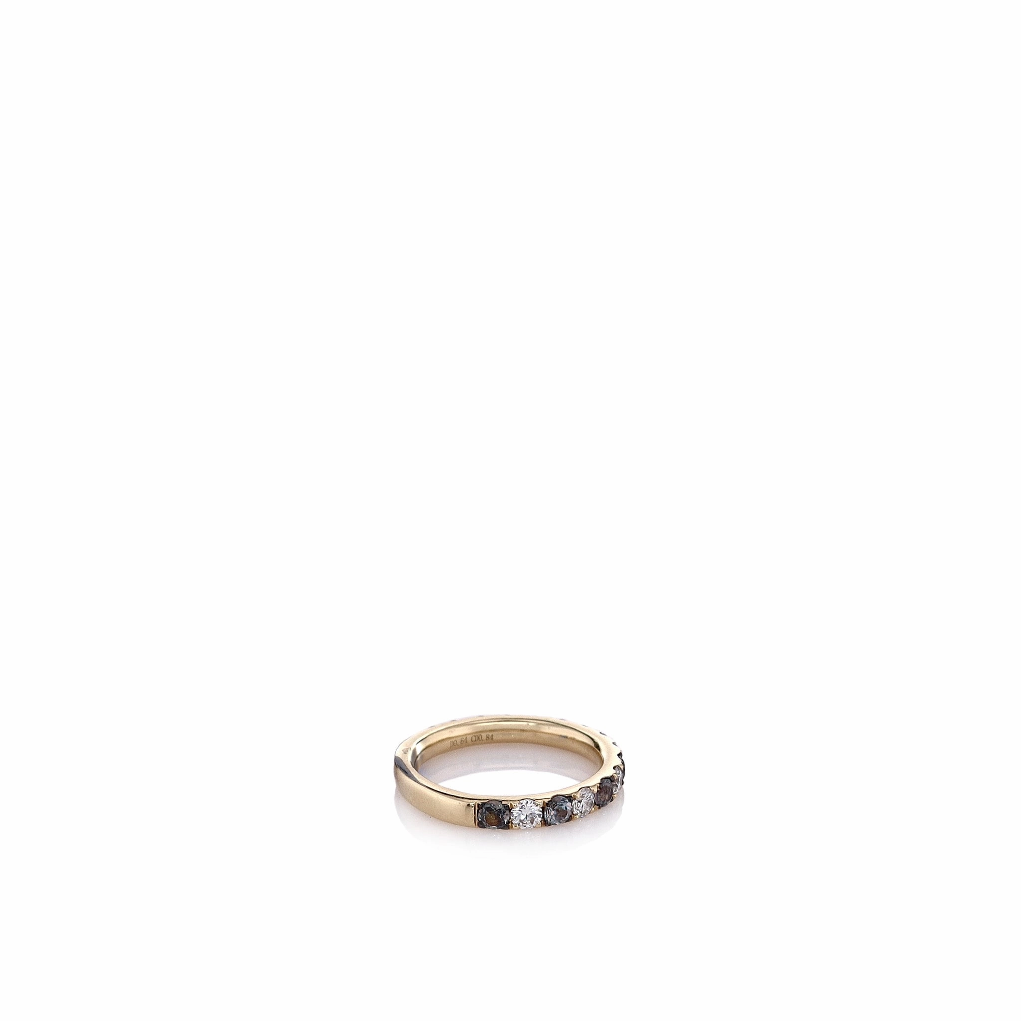 14k Yellow Gold Alternating Round Alexandrite and Diamond Band
