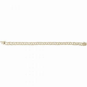 14K Yellow Gold Double Link Charm Bracelet