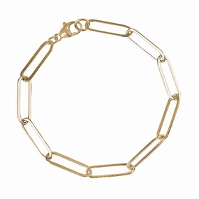 14K Yellow Gold Large Paperclip Charm Bracelet