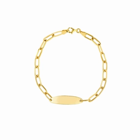 14k Yellow Gold Oval Link ID Bracelet