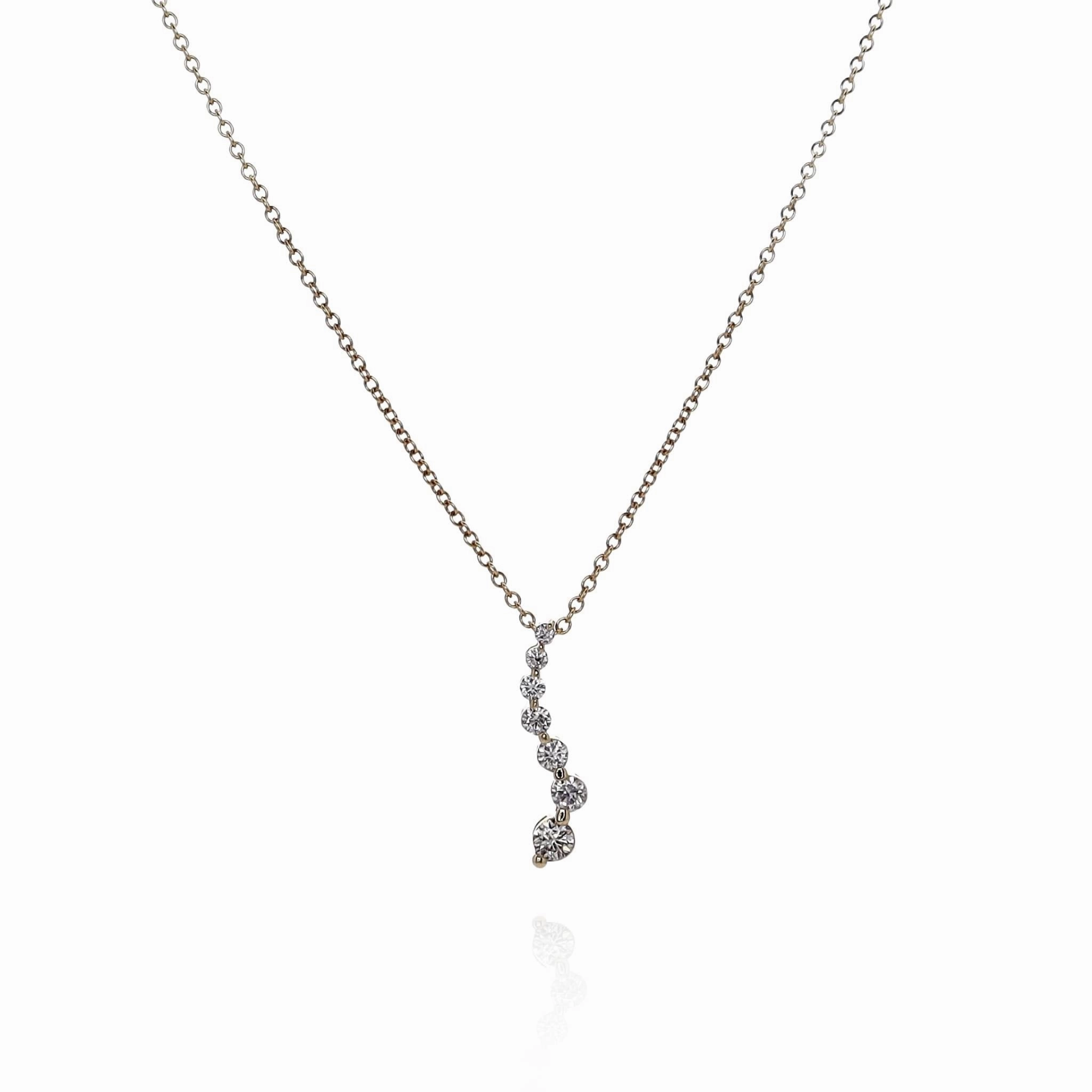 14k Yellow Gold "S" Shape Diamond Journey Pendant