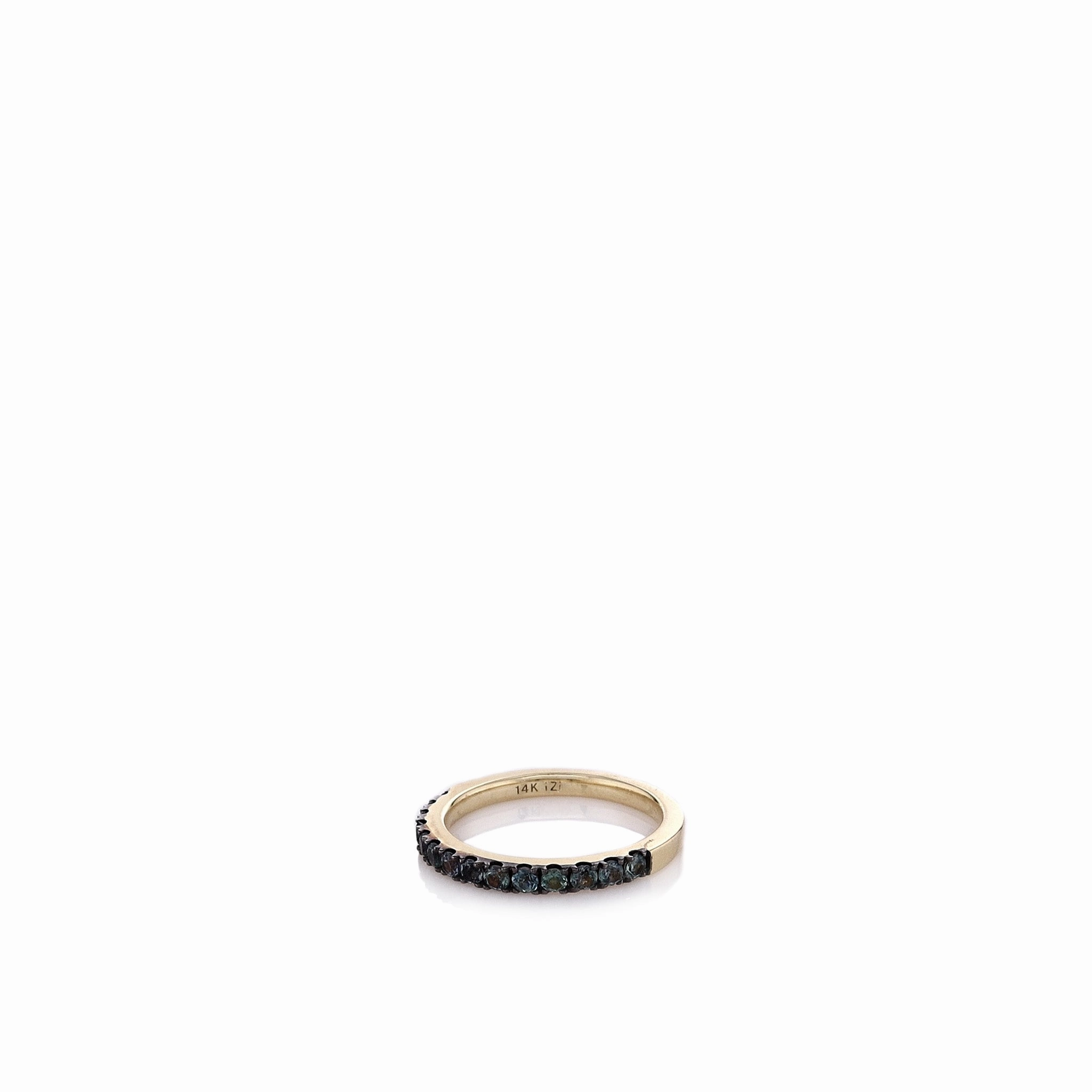 14k Yellow Gold Round Alexandrite Half-Way Stacking Band