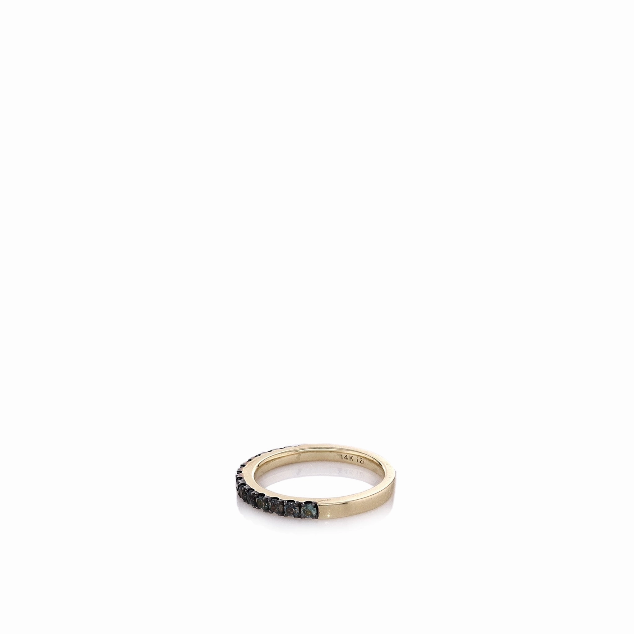 14k Yellow Gold Round Alexandrite Half-Way Stacking Band