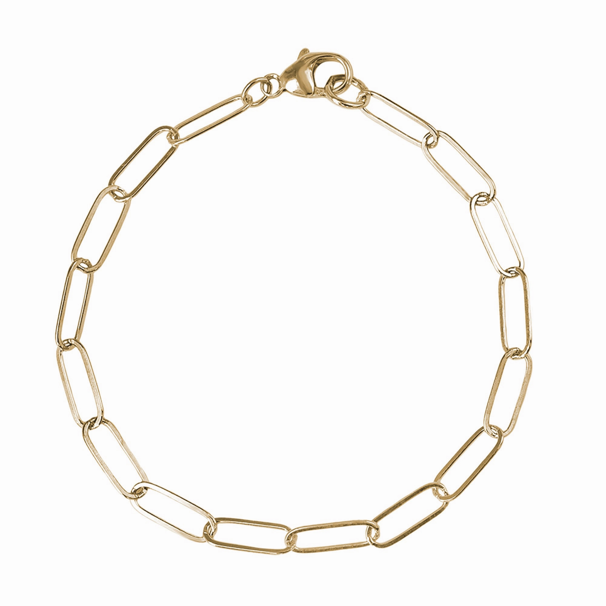 14K Yellow Gold Small Paperclip Charm Bracelet
