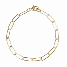 14K Yellow Gold Small Paperclip Charm Bracelet