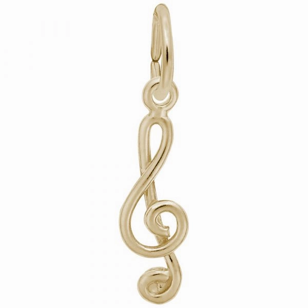 14K Yellow Gold Treble Clef Charm