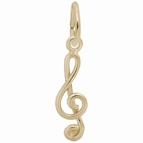 14K Yellow Gold Treble Clef Charm