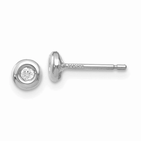 14kwg & Rhodium Polished CZ Earrings