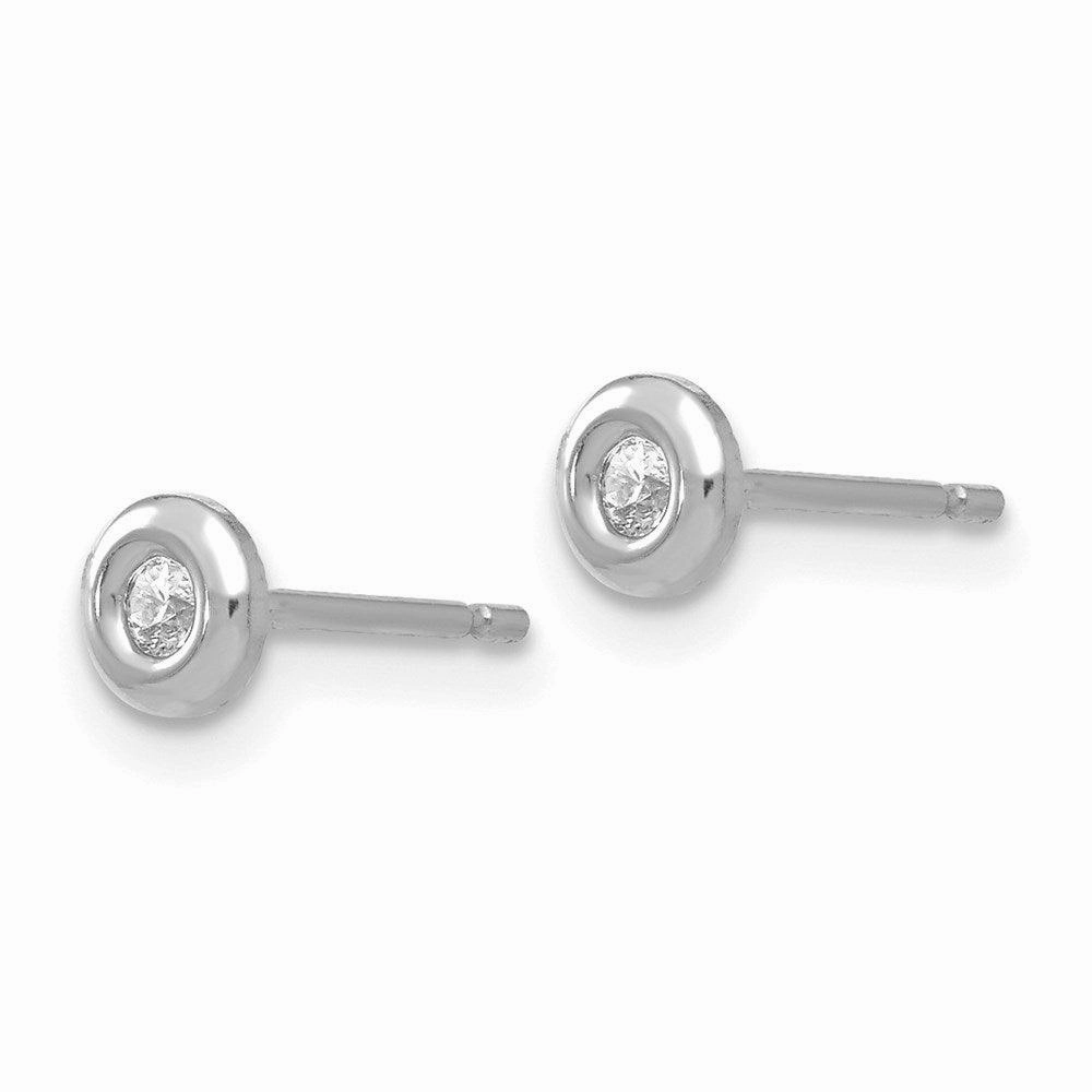 14kwg & Rhodium Polished CZ Earrings