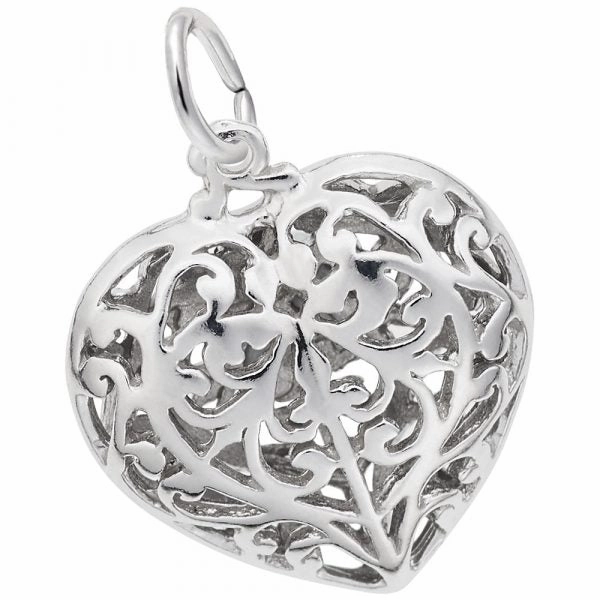 14W Filigree Heart Charm