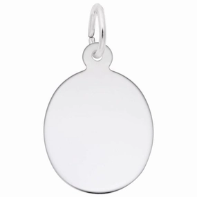 14W White Gold Oval Disc Charm