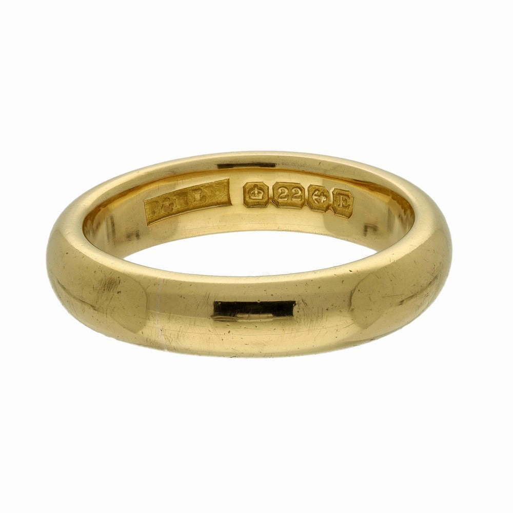 1853 Vintage 22ct Yellow Gold Plain Band Wedding Ring 4.7mm Size O