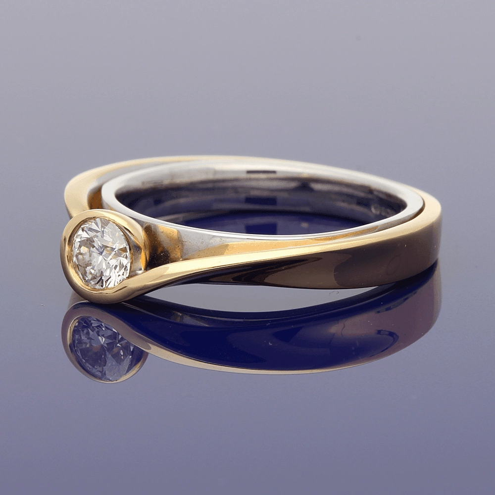 18ct Rose & White Gold Contemporary 0.32ct Certificated Diamond Ring
