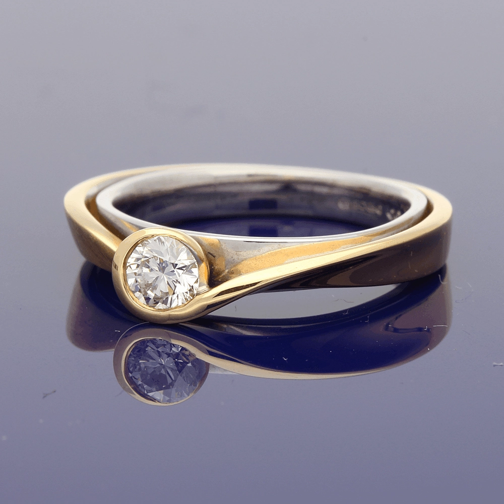 18ct Rose & White Gold Contemporary 0.32ct Certificated Diamond Ring