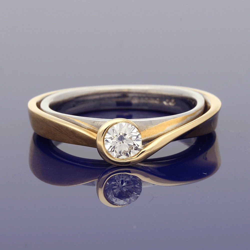 18ct Rose & White Gold Contemporary 0.32ct Certificated Diamond Ring
