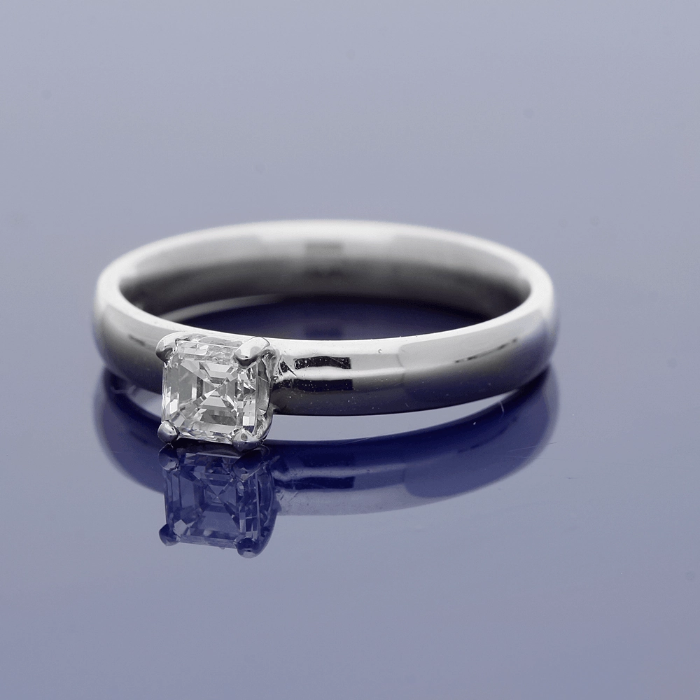 18ct White Gold 0.49ct Asscher Cut Diamond Solitaire Ring